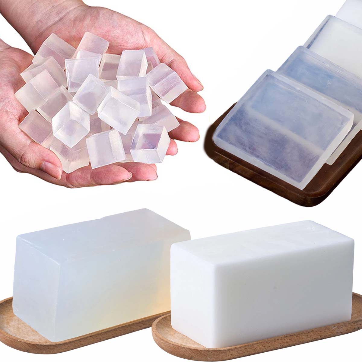 Soap Making Glycerin Base - เบสสบู่กลีเซอรีน 1000 กรัม สำหรับทำสบู่แฮนด์เมด สีขาวใส แบบละลายแล้วเท